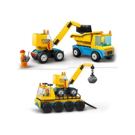 Construction Trucks and Wrecking Ball Crane