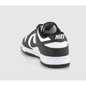 Nike Dunk Low-Top Trainers in white and black leather, heel and sole view, with white rubber sole and Swoosh branding