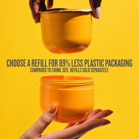 Sol De Janeiro Bum Bum Cream Refill Pods shown open and stacked, highlighting 89% less plastic packaging versus 240ml size