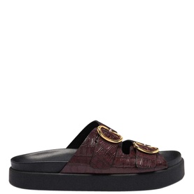 Cayetana Croc-Embossed Flat Sandals