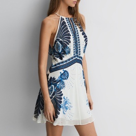 Brianna Printed Halter Neck Mini Dress