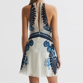 Brianna Printed Halter Neck Mini Dress