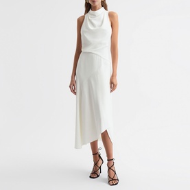 Giana High Neck Draped Midi Dress