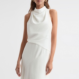 Giana High Neck Draped Midi Dress