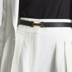 Hayley Textured Narrow Leather Belt