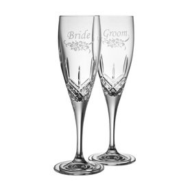 Bride and Groom Floral Spray Flutes