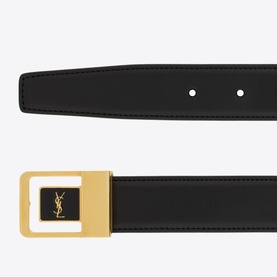 Lacquered Leather Buckle Belt