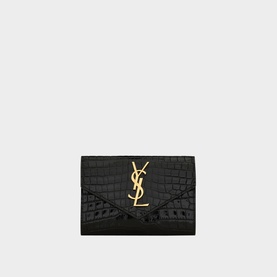 Small Envelope Croc-Embossed Leather Wallet
