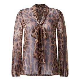 Leopard Print Silk Chiffon Blouse