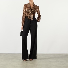 Leopard Print Silk Chiffon Blouse