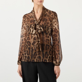 Leopard Print Silk Chiffon Blouse