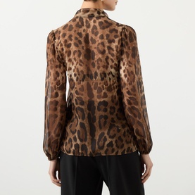 Leopard Print Silk Chiffon Blouse