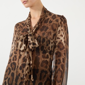 Leopard Print Silk Chiffon Blouse
