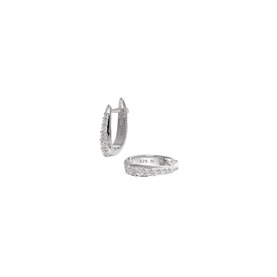 Missoma Silver Pave Claw Huggie Earrings, sterling silver hoops with cubic zirconia pave stone detail and claw fastening