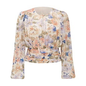 Leighton Floral Self-Stripe Blouse