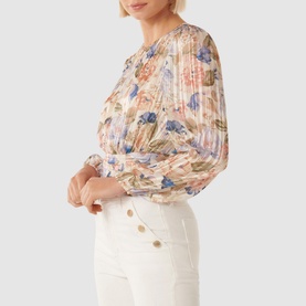 Leighton Floral Self-Stripe Blouse
