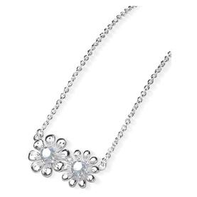 Double Flower Crystal Embellished Necklace