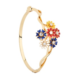 Gold Plated Floral Cluster Bangle