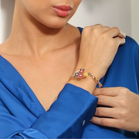 Gold Plated Floral Cluster Bangle