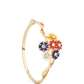 Gold Plated Floral Cluster Bangle