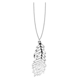 Newbridge Wish Feather Pendant Necklace in silver-plated metal with intricate feather design on a fine chain