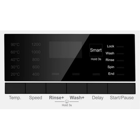 Servis Washing Machine white control panel display showing temperature, speed, rinse, wash, delay and start/pause settings