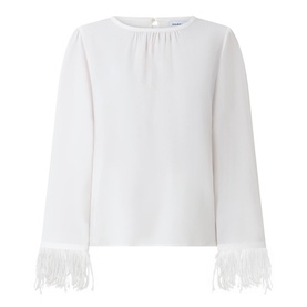 Rivista Feather-Cuff Round Neck Blouse
