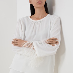 Rivista Feather-Cuff Round Neck Blouse