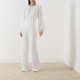 Rivista Feather-Cuff Round Neck Blouse