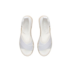 Carvela Catch Flatform Espadrilles in white, cross-toe strap, buckled ankle strap, espadrille rope sole, top-down view