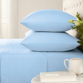 Brushed Cotton Standard Pillowcase Pair Blue