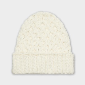 Aran-Knit Beanie Hat