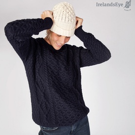 Aran-Knit Beanie Hat