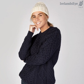 Aran-Knit Beanie Hat