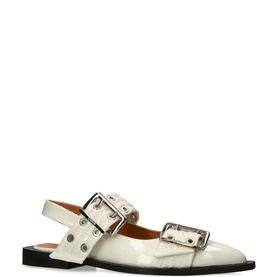 Wide Welt Buckle Slingback Flats