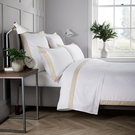 400 Thread Count Banded Duvet Set Stone