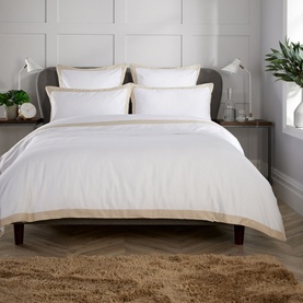 400 Thread Count Banded Duvet Set Stone
