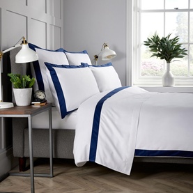 400 Thread Count Banded Duvet Set Navy