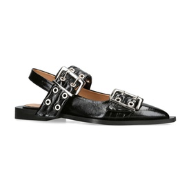 Wide Welt Buckle Slingback Flats