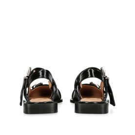 Wide Welt Buckle Slingback Flats