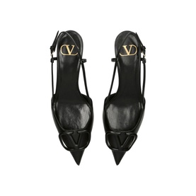 V Logo 40 Leather Slingback Kitten Heels