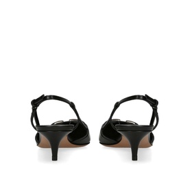 V Logo 40 Leather Slingback Kitten Heels