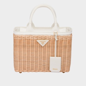 Wicker And Canvas Tote Bag