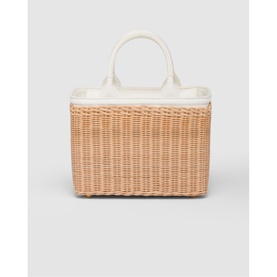Wicker And Canvas Tote Bag