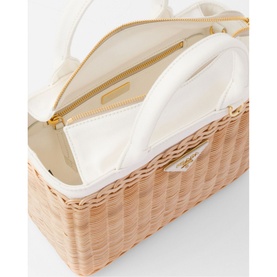 Wicker And Canvas Tote Bag