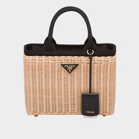 Wicker & Canvas Tote Bag