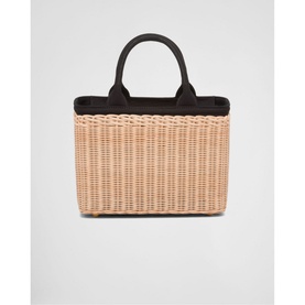 Wicker & Canvas Tote Bag