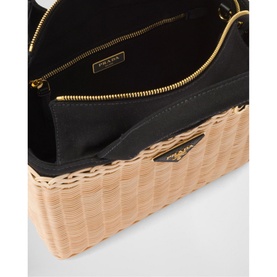 Wicker & Canvas Tote Bag