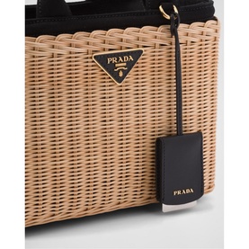 Wicker & Canvas Tote Bag