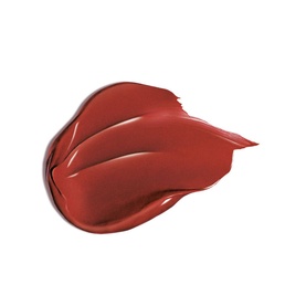 Clarins Joli Rouge Lipstick Refill swatch in deep brick red, showing creamy opaque texture, 3.5g refill format